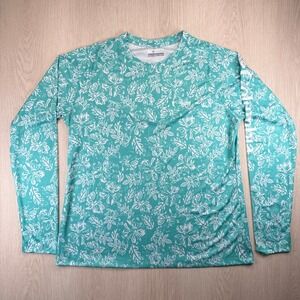 Columbia PFG Womens XL Teal Floral Sun Shirt Long Sleeve Omni-Shade FL2009